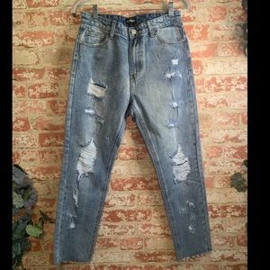 NastyGal High waisted boyfriend jeans momokrom